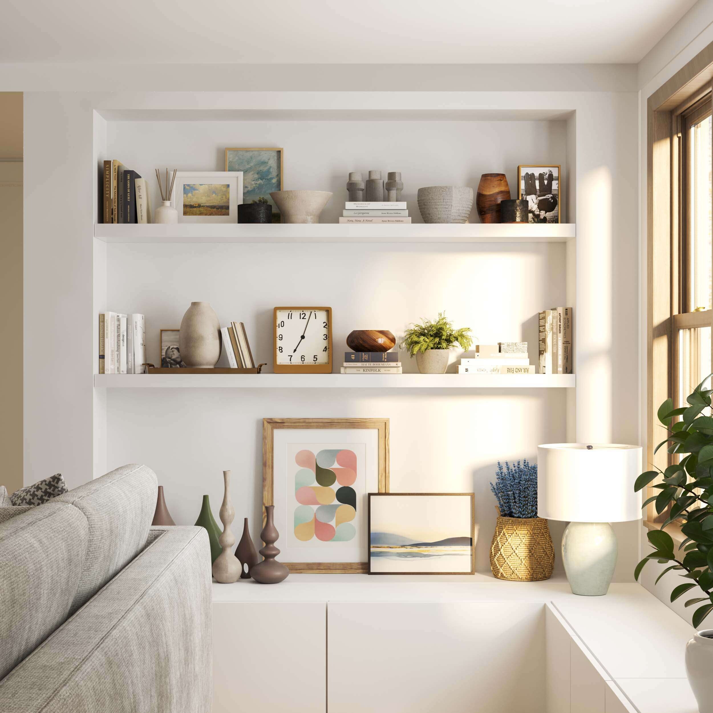 Wallniture Ronda 72 inch Floating Shelf Living Room Shelves Kitchen Storage Shelves White Book Shelf for Wall Bed Bath Beyond 40204037