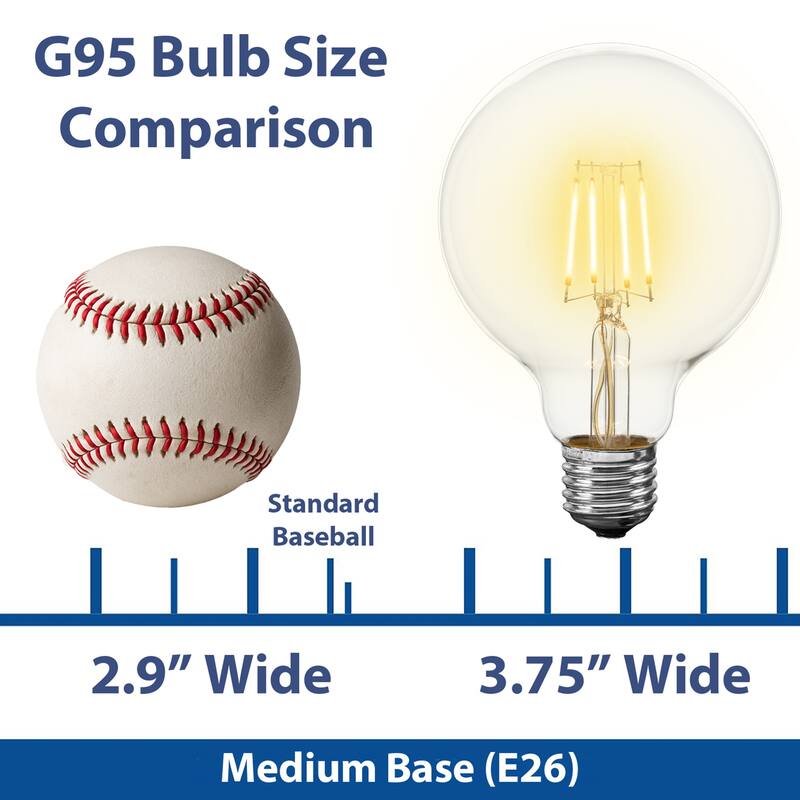 4 Pack LED G95 Glass Filament Outdoor Globe Replacement Bulbs