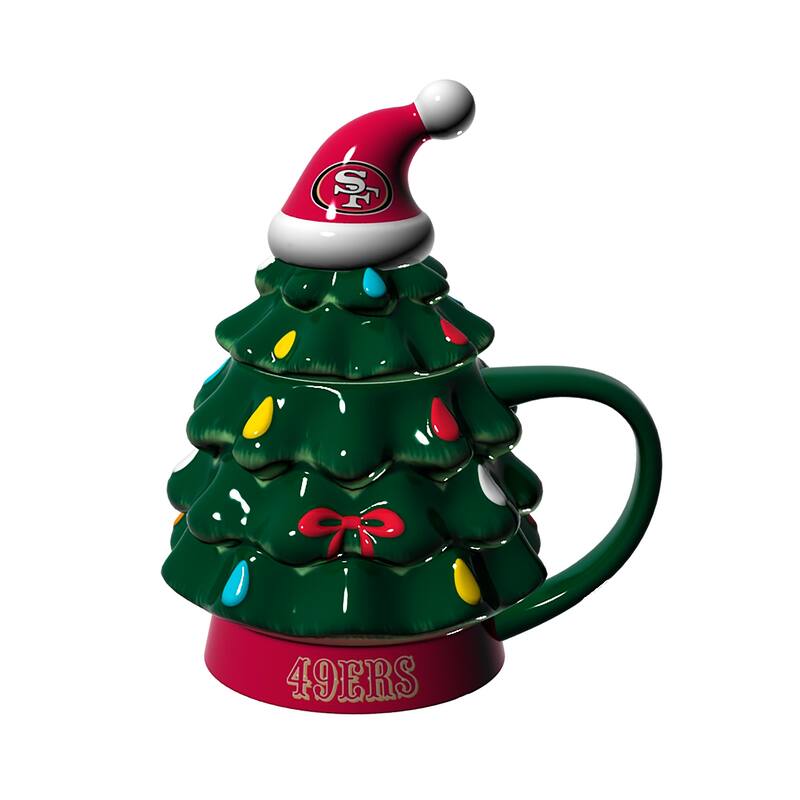 San Francisco 49ers, 14 oz Ceramic Christmas Tree Cup Gift Set