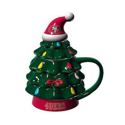 San Francisco 49ers, 14 oz Ceramic Christmas Tree Cup Gift Set