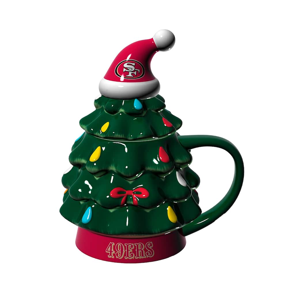 San Francisco 49ers, 14 oz Ceramic Christmas Tree Cup Gift Set