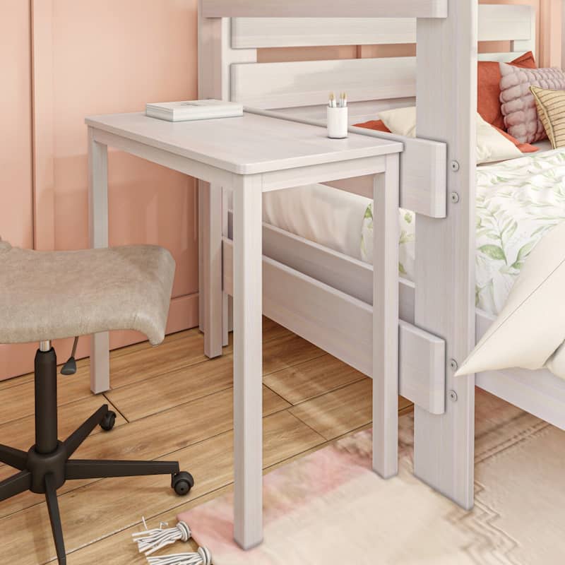 Max and Lily Farmhouse Twin over Queen L Shaped Bunk Bed with Desk
