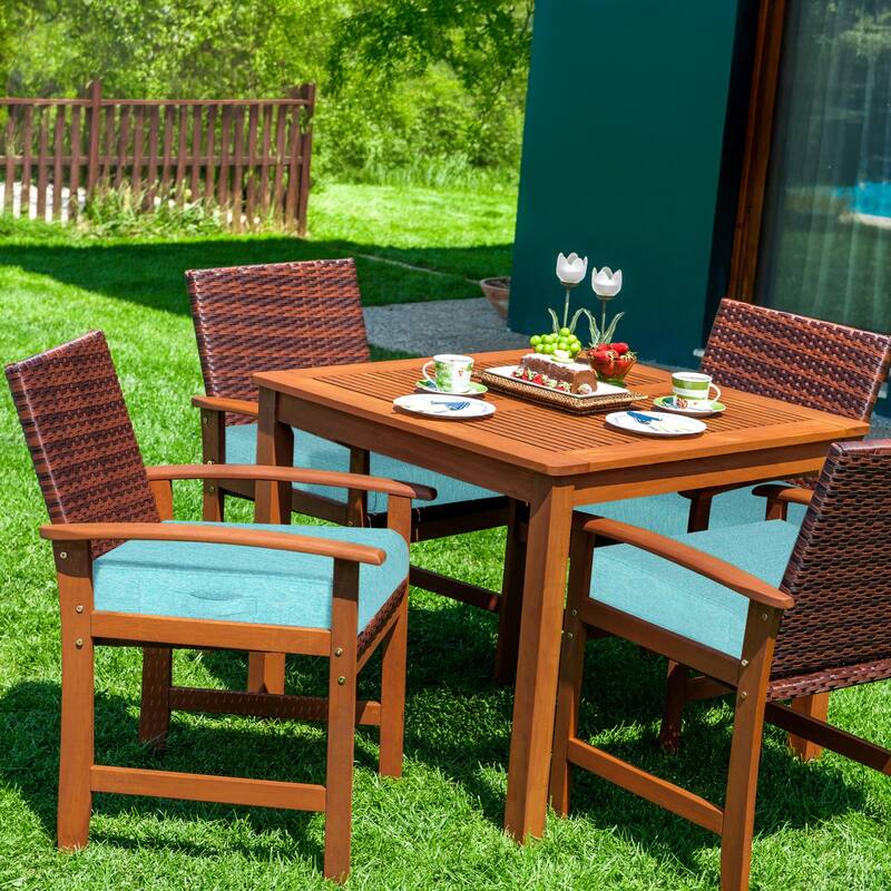 Aoodor Patio Chair Cushions Set of 2, Water Resistant Outdoor Seat Cushions with Handle and Ties, Square Corner Cushions