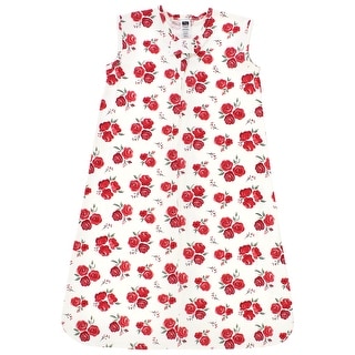 Hudson Baby Infant Girl Cotton Sleeveless Wearable Sleeping Bag, Sack, Blanket, Red Rose
