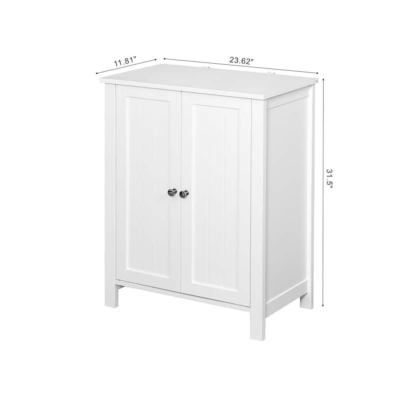 Bathroom Floor Storage Cabinet with Double Door Adjustable Shelf