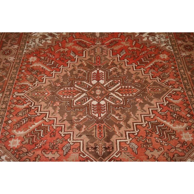 Geometric Heriz Persian Vintage Wool Carpet - 6'6"x 9'6"