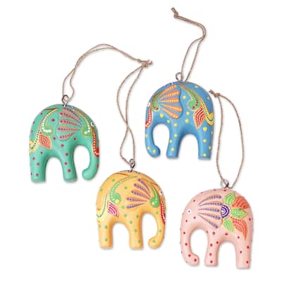 Novica Handmade Sweet Trunks Wood Ornaments (Set Of 4)