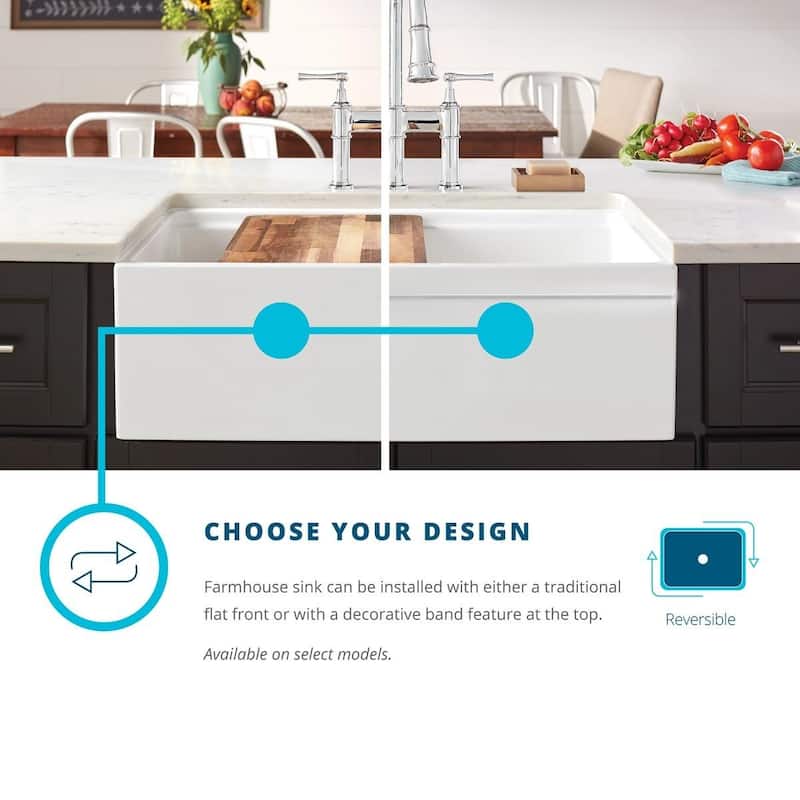 Elkay 33" Farmhouse Double Basin Fireclay Kitchen Sink with Cutting