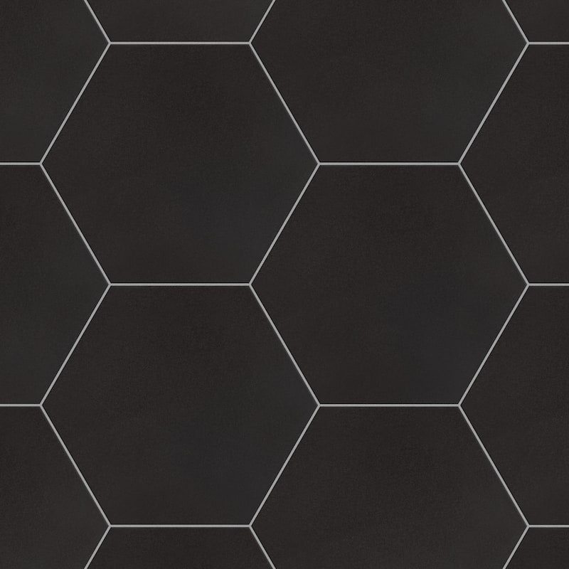 Merola Tile Textile Basic Grand Hex Black 19" x 22" Porcelain Floor and Wall Tile