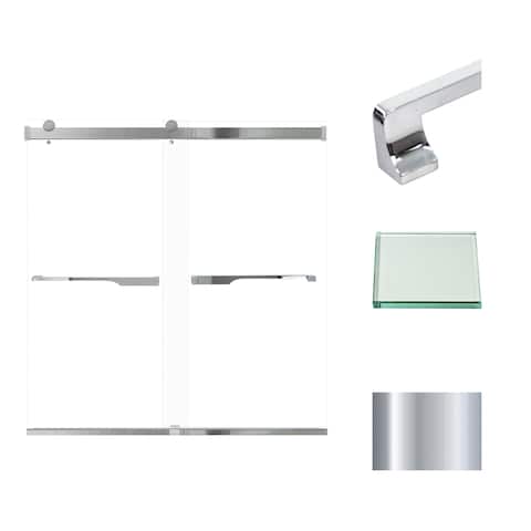 Brianna 60 in. W x 62 in. H By-Pass Frameless Shower Door with Clear Glass - 56-60-in W x 62-in H
