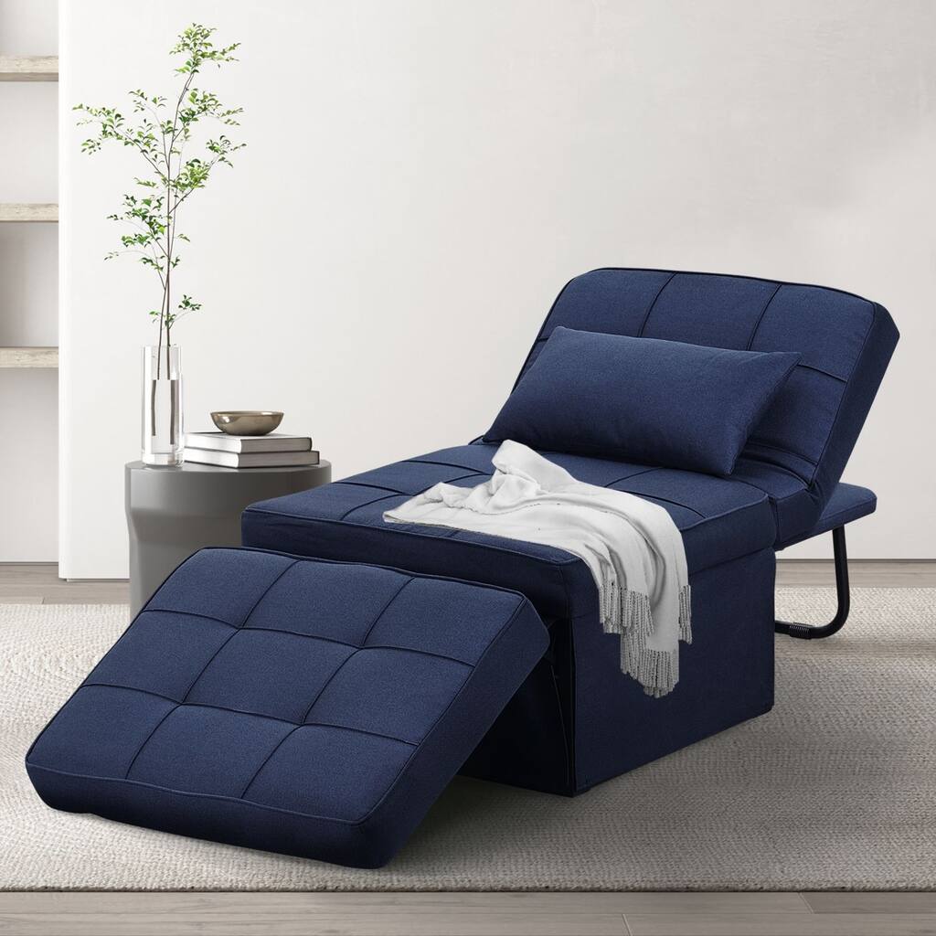 Convertible Sofa Bed Linen Sleeper Chair Bed Folding Ottoman Couch