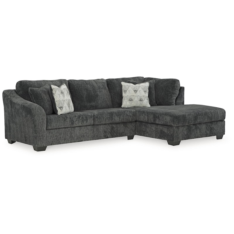 Signature Design by Ashley Biddeford Ebony 2-Piece Sleeper Sectional with Chaise - 120"W x 75"D x 40"H