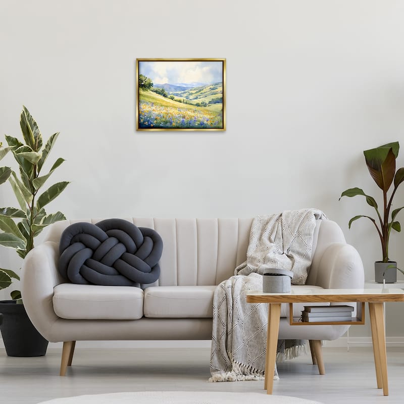 Stupell Spring Meadow with Distant Mountain Framed Floater Canvas Wall Art Design By Franklyn Gregory