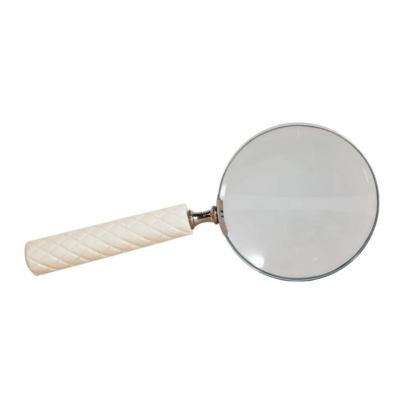 Resin Metal Decorative Object Magnifying Glass Home Decor - 1" Ivory - 4" x 9" x 0.75"