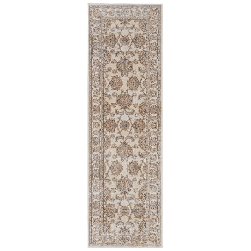Grand Bazaar Neoma Machine Made Bordered Traditional Area Rug - 2'6" x 8' - Tan/Ivory/Brown