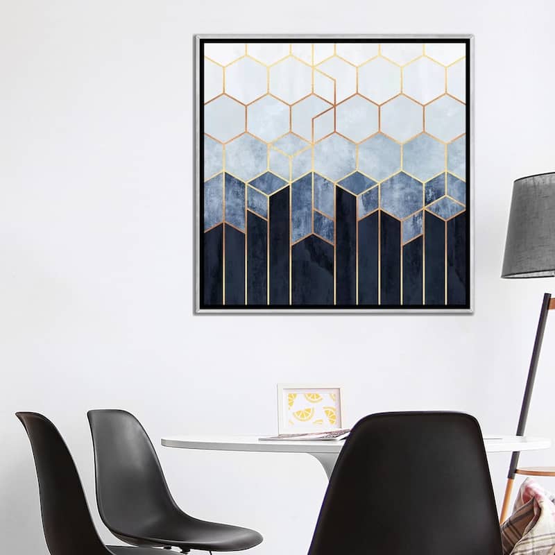 iCanvas "Soft Blue Hexagons" by Elisabeth Fredriksson Framed