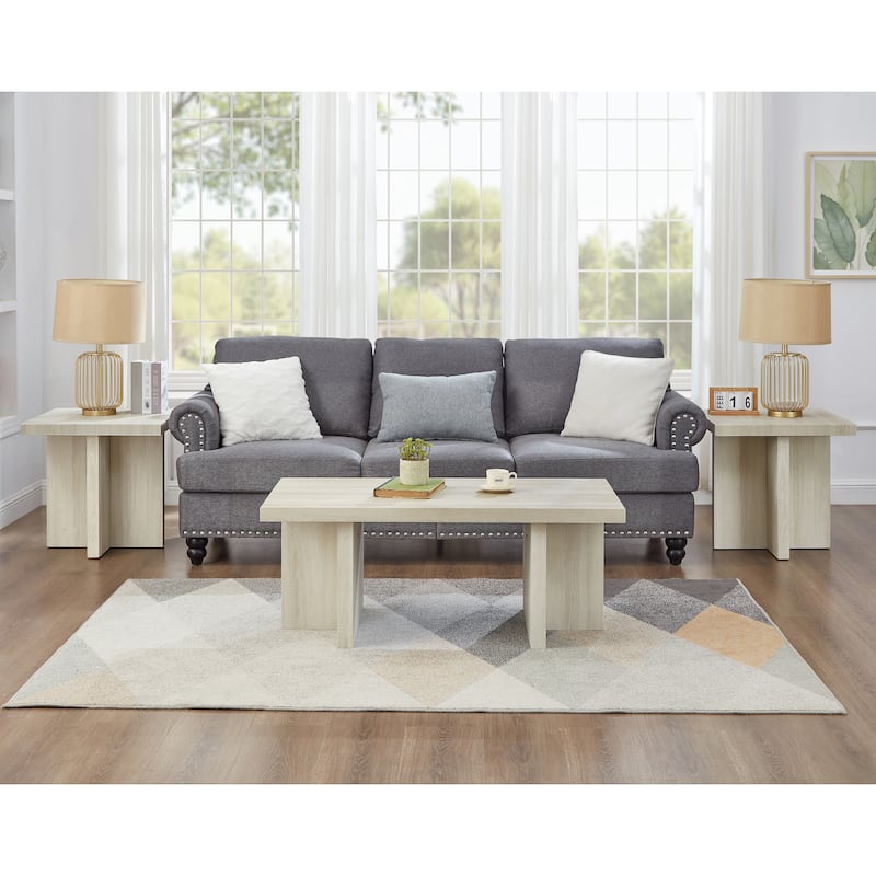 Roundhill Furniture Mchome 3-Piece Coffee Table Set, Coffee Table and Two End Tables
