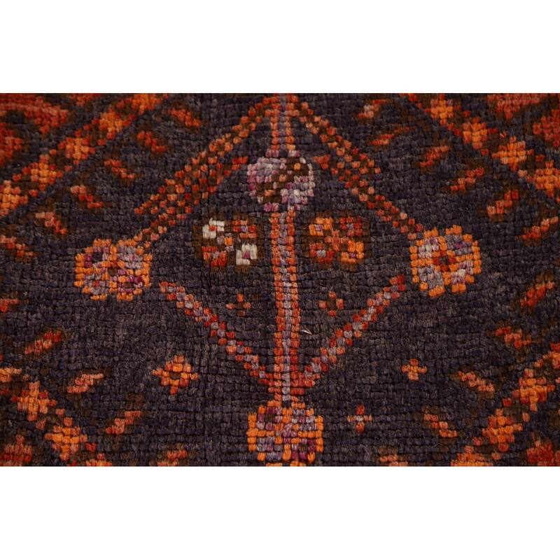 Geometric Qashqai Persian Vintage Runner Rug Handmade Wool Carpet - 4'5"x 13'3"