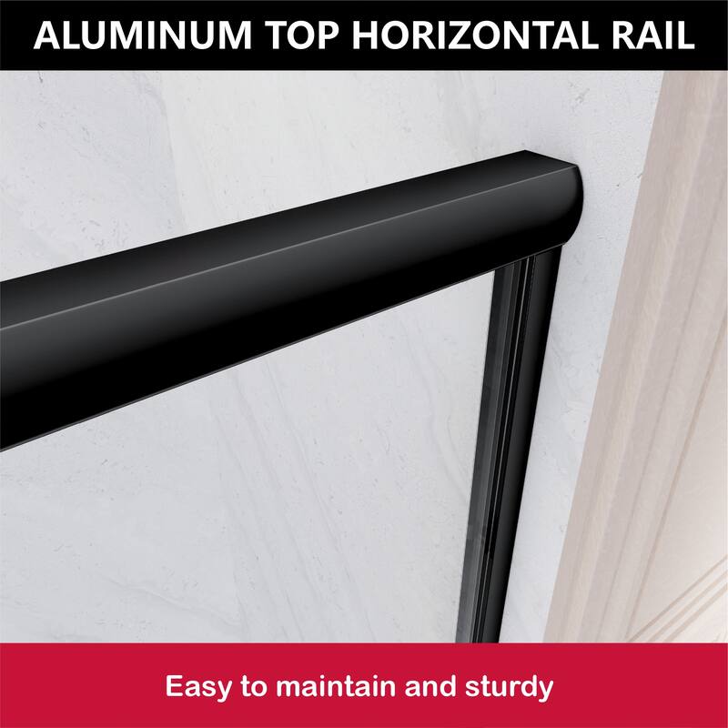 i-Homare 59'' W X 72'' H Semi-Frameless Double Sliding Shower Door with 2 Towel Bars