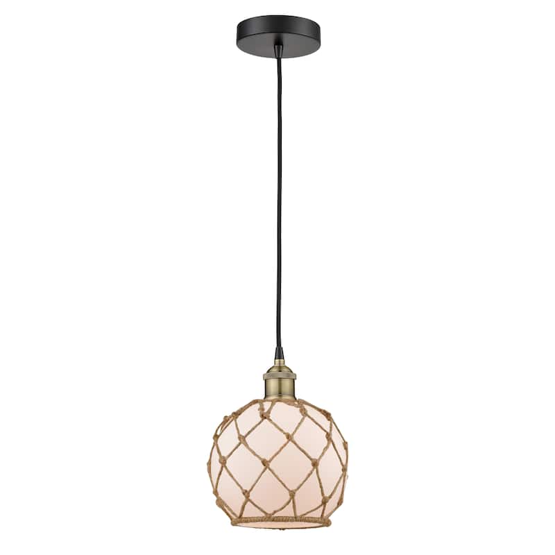 Innovations Lighting Edison - 1 Light 8" Cord Hung Mini Pendant - Black Antique Brass/White, Brown