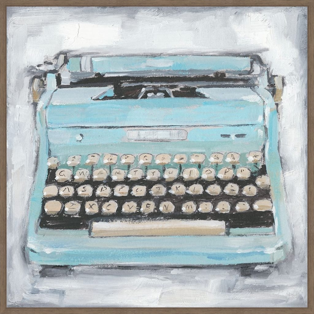 Vintage Typewriter No. 3 by Ethan Harper (30 x 30 in.), Framed Canvas Wall Art Print