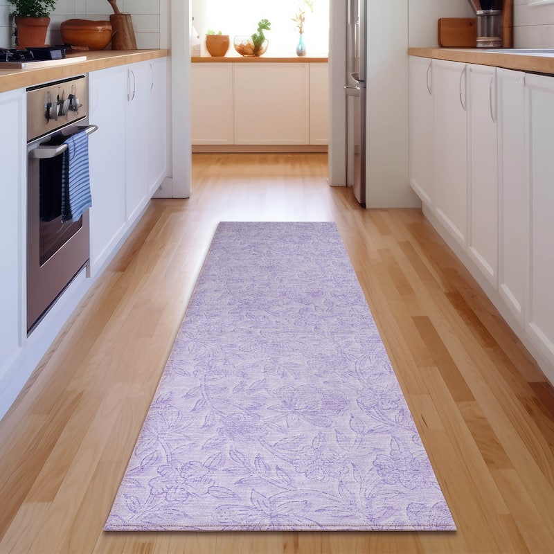 Premium Washable Super Soft Muted Floral Mayfield Rug - Lilac - 2' 3" x 7' 6" - Runner