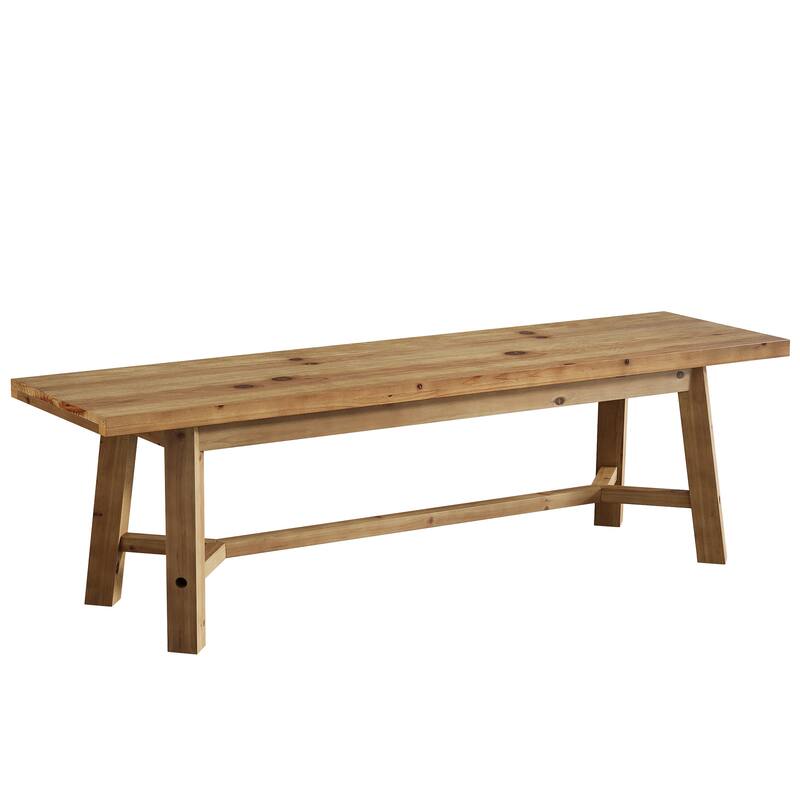 55'' Solid Wood Dining Bench, Farmhouse Long Bench for Kitchen Entryway
