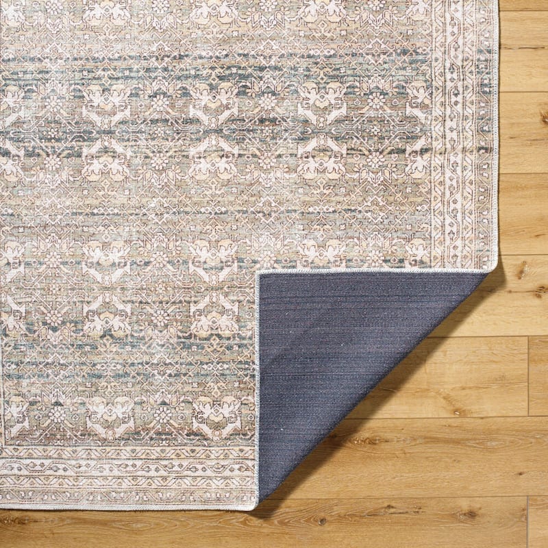 Livabliss Amelie Traditional Washable Area Rug - 2'7" x 7'10" - Medium Green
