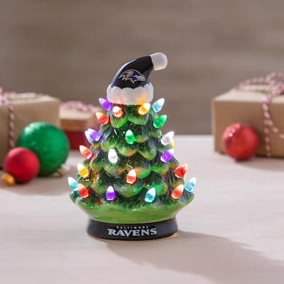 8" LED Ceramic Tabletop Christmas Tree, Baltimore Ravens