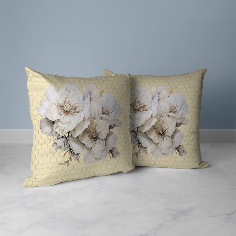 Magnolia Majesty Faux Suede Reversible Throw Pillow Pale and Yellow