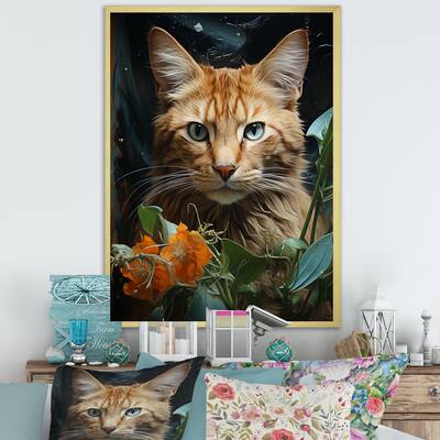 Designart "Havana Brown Mystique Cat" Animals Cat Framed Canvas Art Print