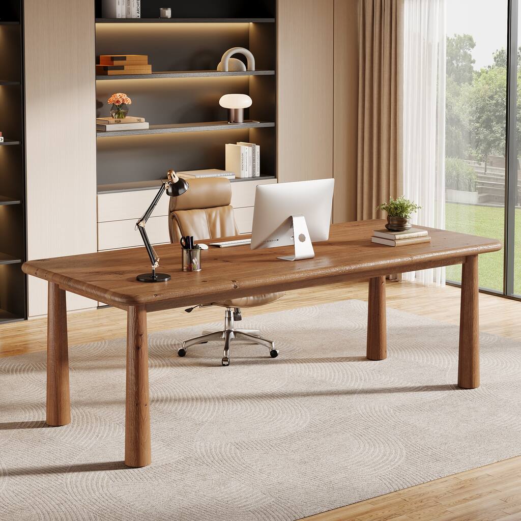 63-Inch Solid Wood Executive Desk with Heavy Duty Legs