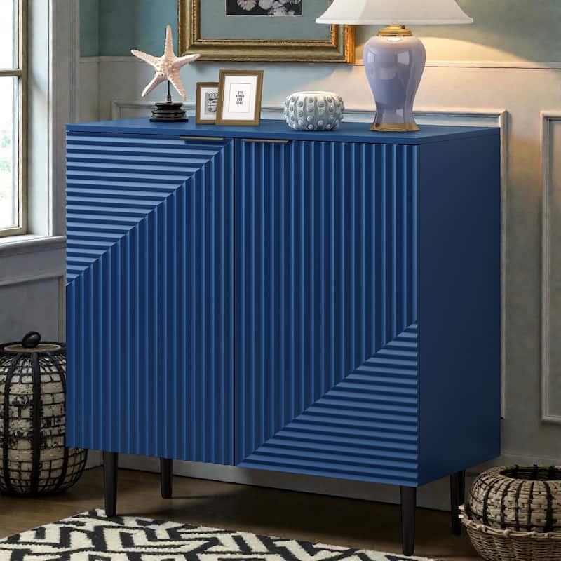 Modern Minimalist Side Cabinet with Adjustable Shelves, Geometric Door Storage Cabinet for Living Room