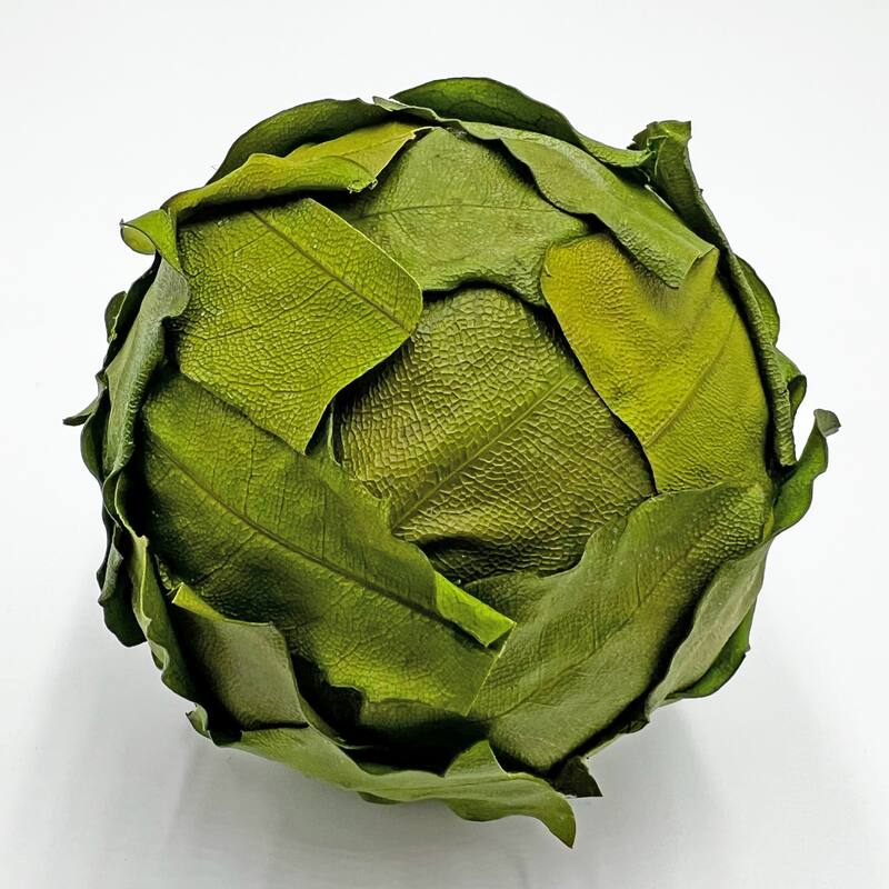 Preserved Decorative Real Leaves Topiary Ball - Magnolia ,Eucalyptus,Macadamia - Green - Set of 4