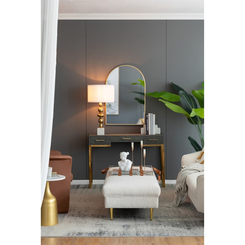 D15x29.5" Gold and White Table Lamp with Round Four Tiered Body