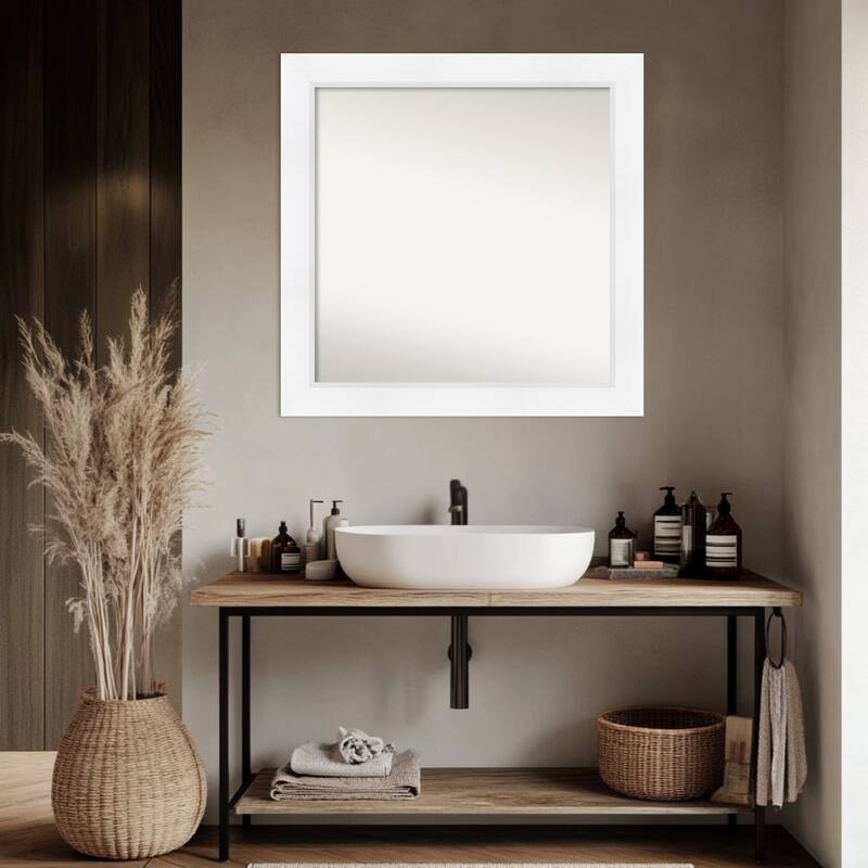 Sloped Non-Beveled Framed Bathroom Vanity Wall Mirror