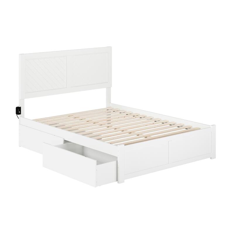 AFI Canyon Full Platform Bed with Footboard & Storage Drawers in White
