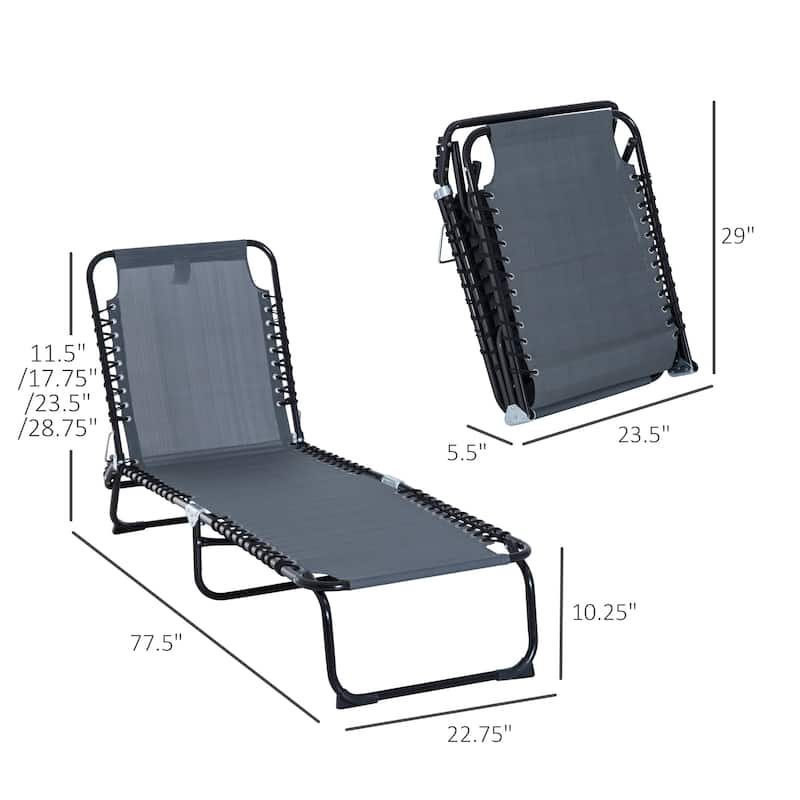 Outsunny Lightweight Reclining Grey Beach Chair