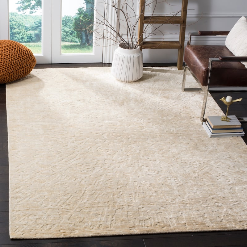 SAFAVIEH Handmade Mirage Tulbeyda Modern Abstract Viscose Rug - 5' x 8' - Beige