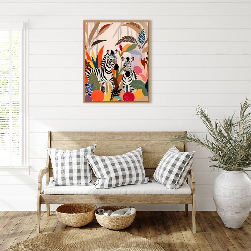 A Couple of Zebras by Uma Gokhale Framed Canvas Wall Art