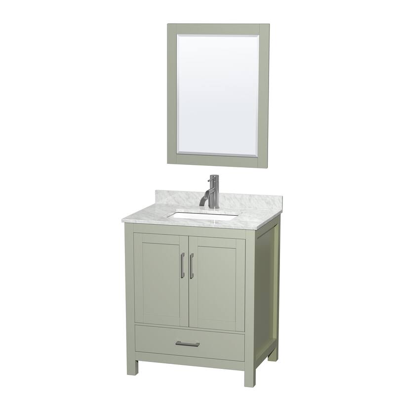 Wyndham Collection WCS141430SUNSM24 Sheffield 30" Free Standing Single - Light Green / Brushed Nickel Hardware - Painted