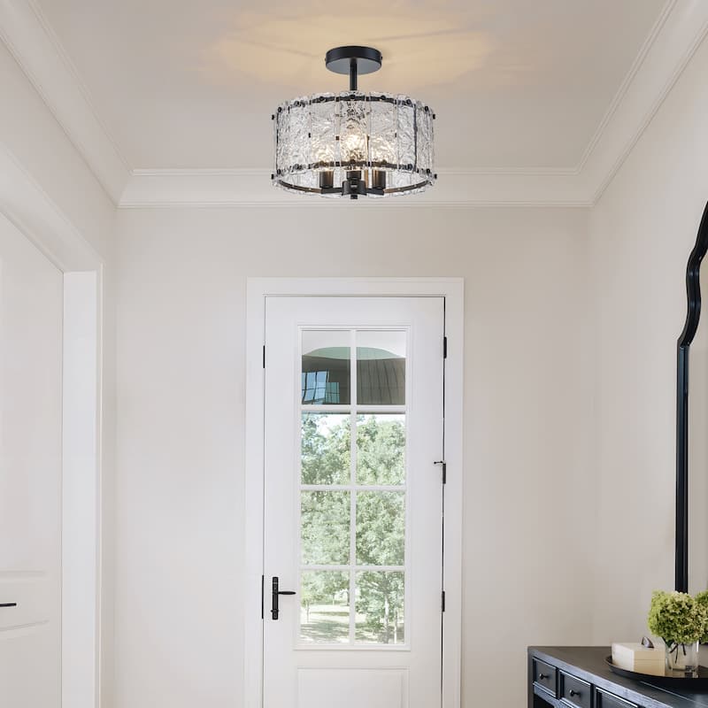 Starsky 4-light 14'' Glass Caged Ceiling Light Round/Square/Rectangle Semi Flush Mount