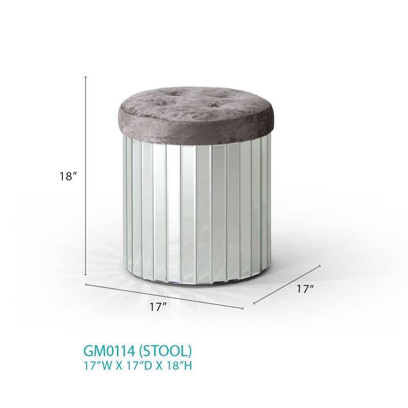 Decor Brownish Gray Round Velvet Upholstered Ottoman