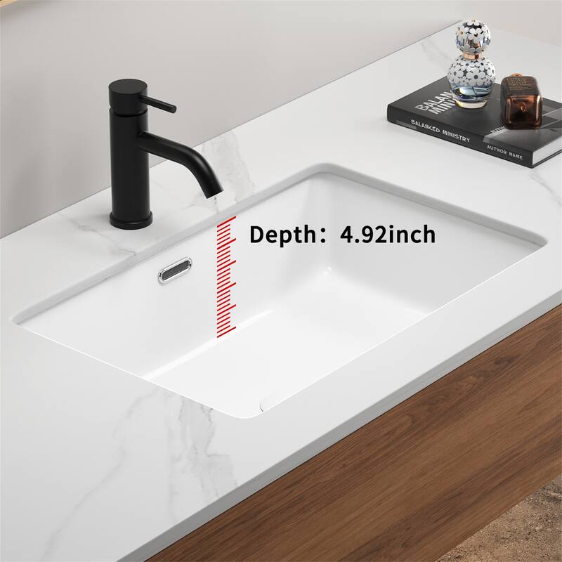 24" x 16" White Ceramic Undermount Kitchen Sink