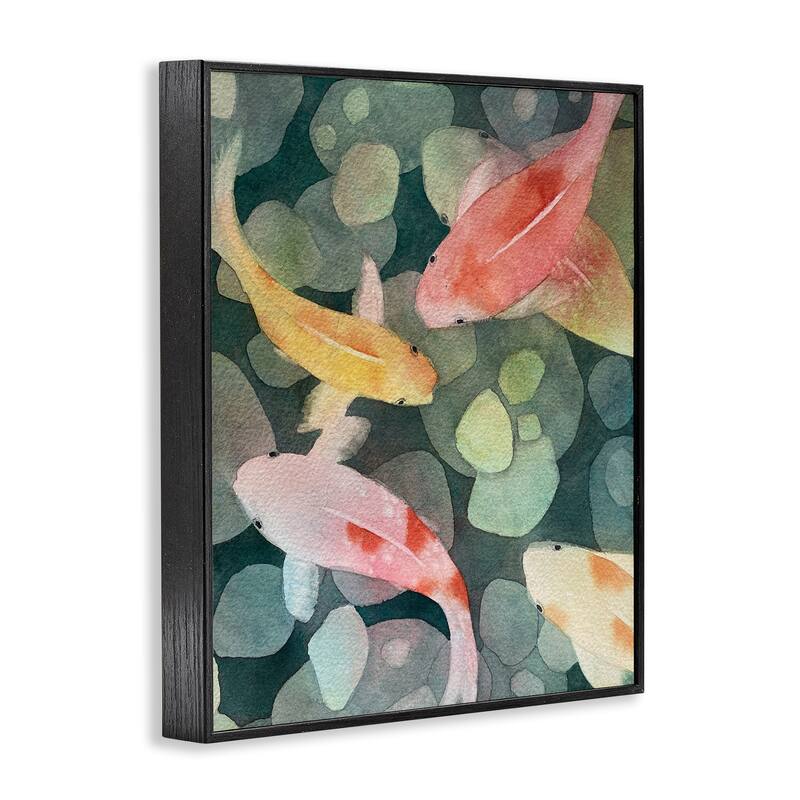 Stupell Watercolor Koi Aerial View Framed Giclee Art Design By Stephanie Fielden