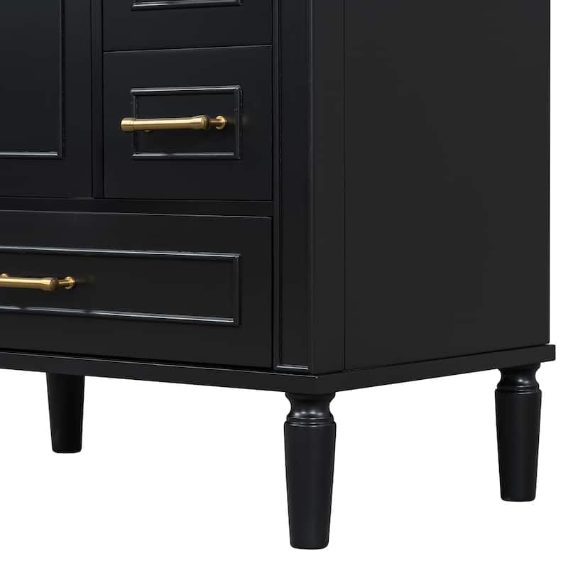 GDFStudio - Asa Wood & Ceramic 30" Bathroom Vanity with Sink, Soft-Close Door & Multiple Drawers
