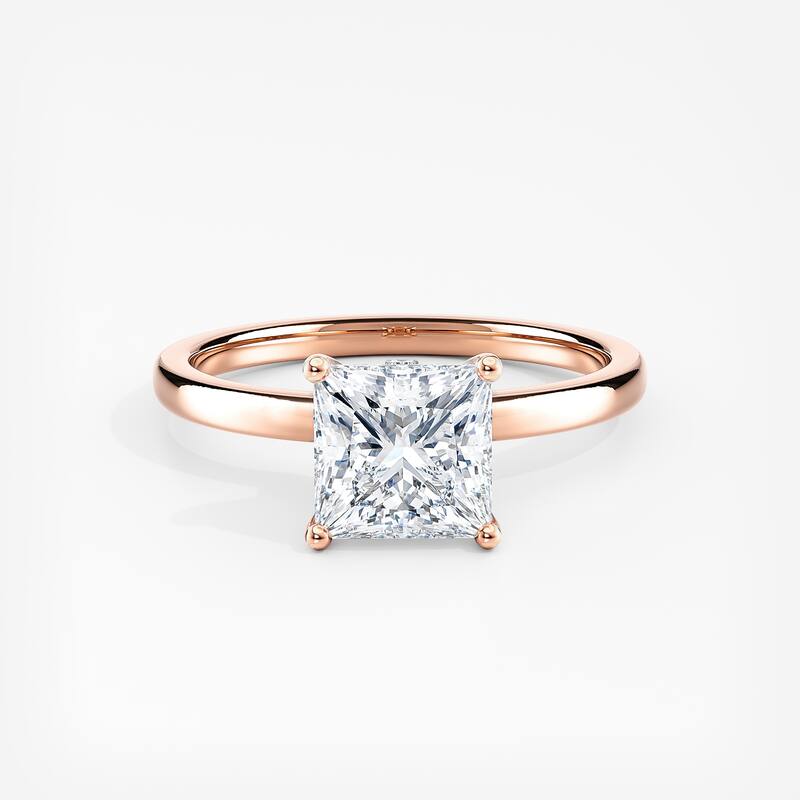 Auriya 14k Gold Lab Grown Princess Ribbon-Halo Diamond Engagement Ring 0.60 to 5.10 ct. tw. (F-G VS) - 2.50 ct. center - 6 - Rose