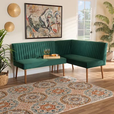 Alvis Mid-Century Velvet Dining Nook Banquette Set(2PC)