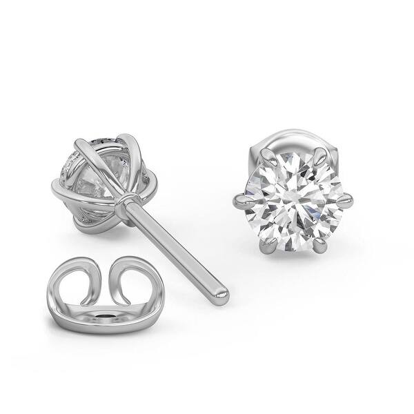 Concept Jewelry 4Cttw Round-Cut Cubic Zirconia 14K White Gold Plated 925 Sterling Silver Unisex Solitaire Stud Earrings For Women Concept Jewelry 4Cttw Round-Cut Cubic Zirconia 14K White Gold Plated 925 Sterling Silver Unisex Solitaire Stud Earrings For Women