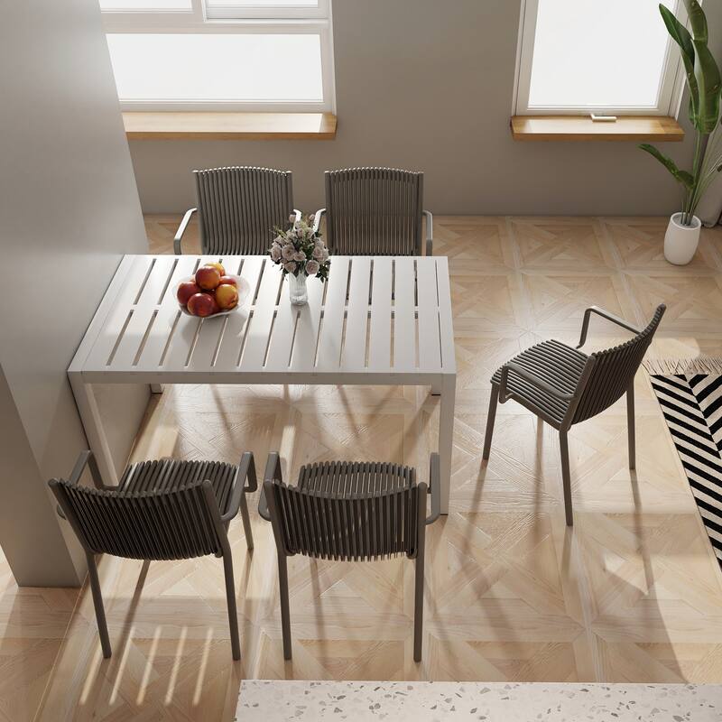 4-Pack All-Weather Polypropylene Chairs for Restaurant and Indoor Use - Warm Grey
